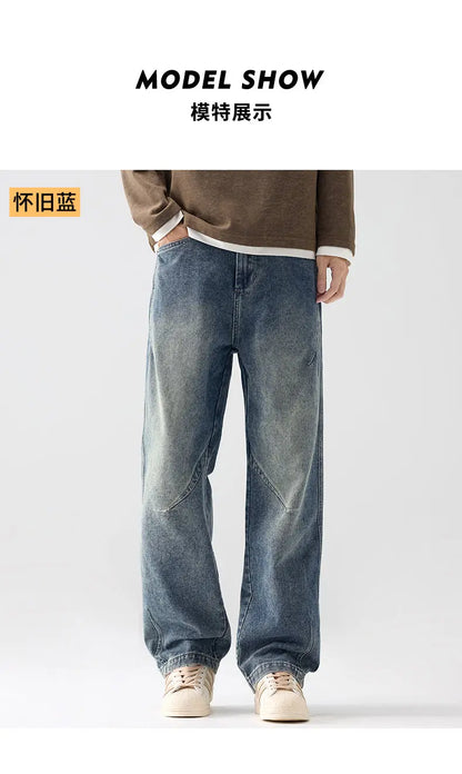 Men's Trendy Jeans All-Season Cotton Blend Straight-Leg Pants - Fashionable Minimalist Versatile Casual Denim Trousers M-4XL