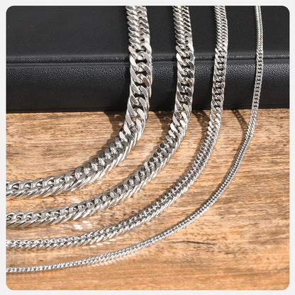 3/5/7/9mm Thick Cuban Chain Necklaces for Men Women,Simple Miami Curb Links Collar,Waterproof Stainless Steel Unisex Chain