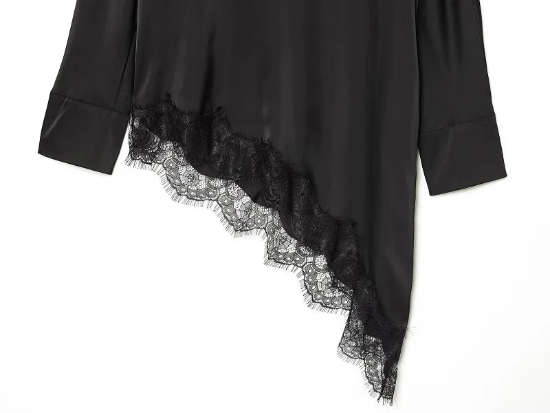 Lace Long Shirts and Blouses for Women Asymmetric Women's Blouse Streetwear Casual Blouses Woman Vintage Tops Woman 2026