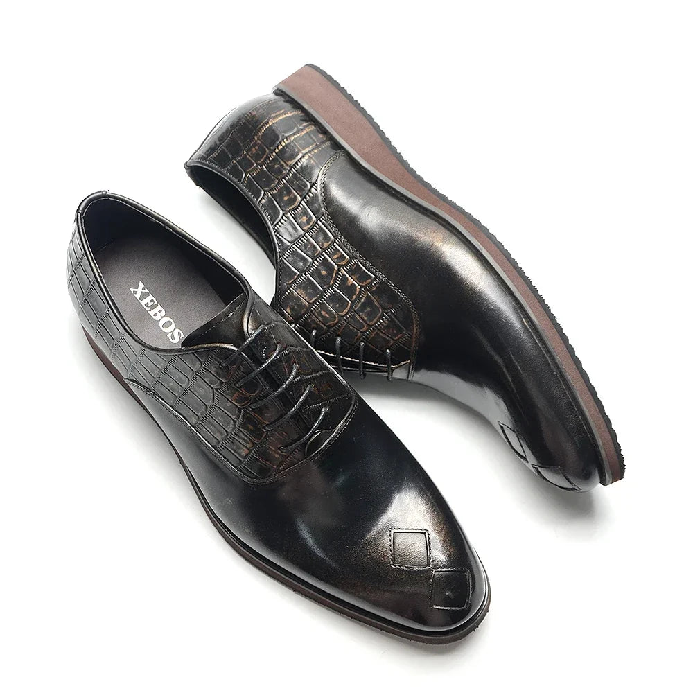 Classic Italian Casual Business Men's Oxford Formal Shoes Genuine Leather Black Handmade Comfortable Sole Lace-up Man Sneakers