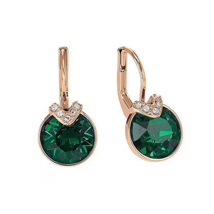 Bella V Drop Earring for Women Christmas Birthday Genuine Crystals from Austria Round Cut Dangle Silver Color Pierced Jewelry