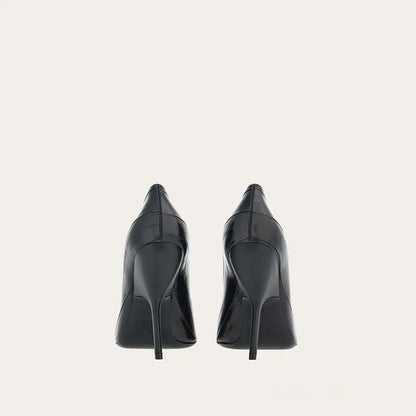 Brand Fashion Show Silvery 9cm High Heel Spring Autumn New Irregular Heels Black Red Pointed Sexy Women's Single Shoes Size 43