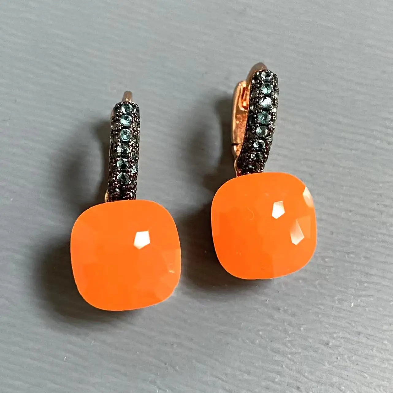 Classic Nudo Earrings Inlay Blue Topaz Zircon With Black Gun Plated Brown Crystal Earrings Fashion Jewelry Gift For Women