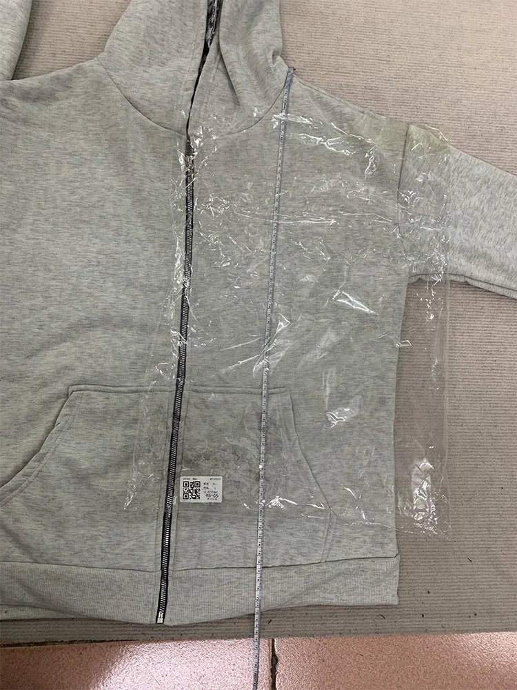 Autumn/Winter Leopard Grey Double sided Zipper Hoodie Men's Casual High Street Warmth Hoodie men's autumn clothing  2025 new