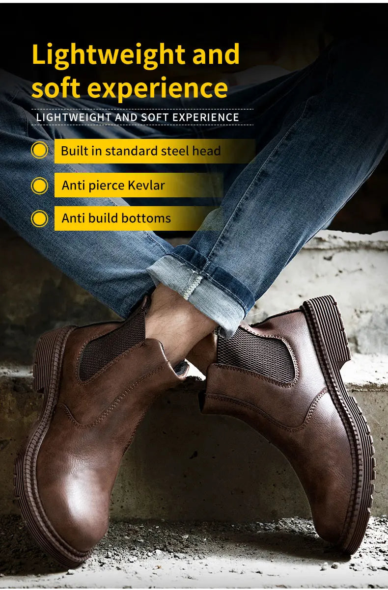 Men Women  Lerther Work Boots Indestructible Safety Shoes Steel Toe Puncture-Proof Work Sneakers Male Work Shoes