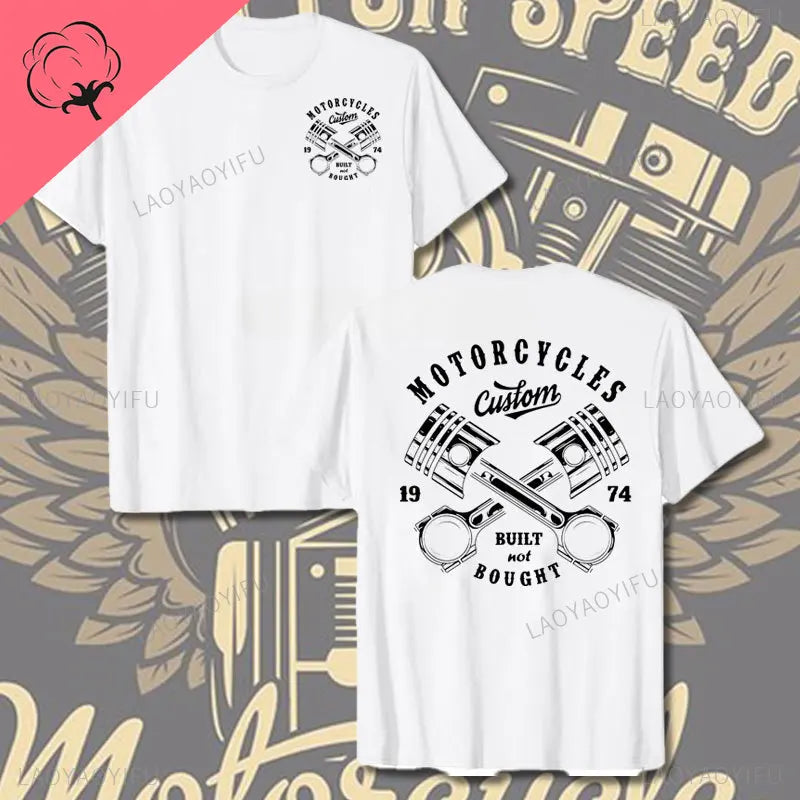 Crossed Pistons Mechanic Garage Engine Graphic T-shirt Summer Cool Men Cotton Tee Shirt All-Match Hipster Streetwear Man T-shirt