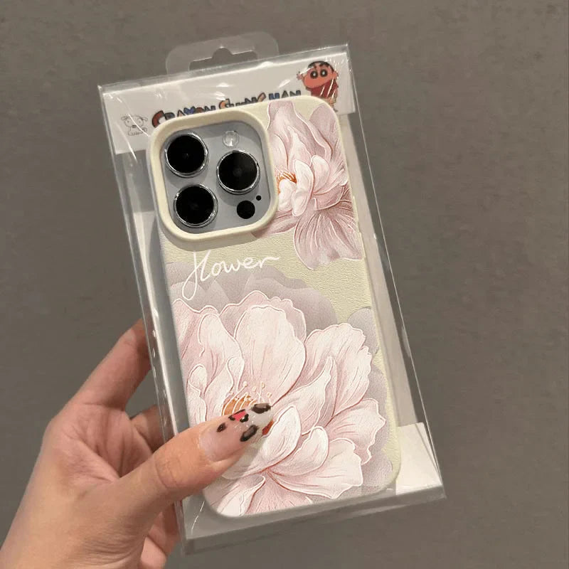 Diagonal Large Flower Phone Case For IPhone 16 15 14 13 Pro Max 11 12 13 Pro Cute Girl Creative Cover Case Funda Bumber 16 15 14