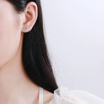 1ct D Color Moissanite Earring 925 Sterling Sliver Plated White Gold Ear Stud Wedding Engagement Earrings For Women