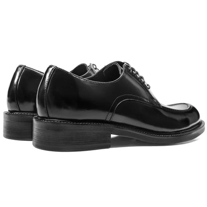 Genuine Leather Classic Black Lace Up Pointed Toe Wedding Formal Elegant Derby Shoes For Men With Free Shipping