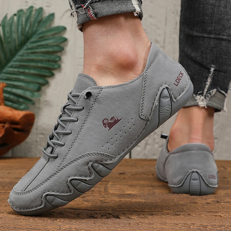 Classic Loafers Trendy Durable Artificial Leather Waterproof Anti Slip Casual Shoes for Outdoor Walking Men’s Motorcycle Boots