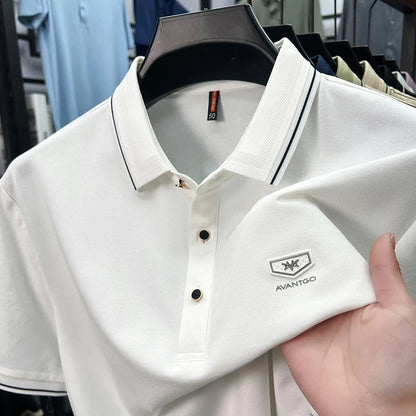 Light luxury brand men's short sleeve polo shirt summer new item high-end letter golf comfortable cotton casual business T-shirt