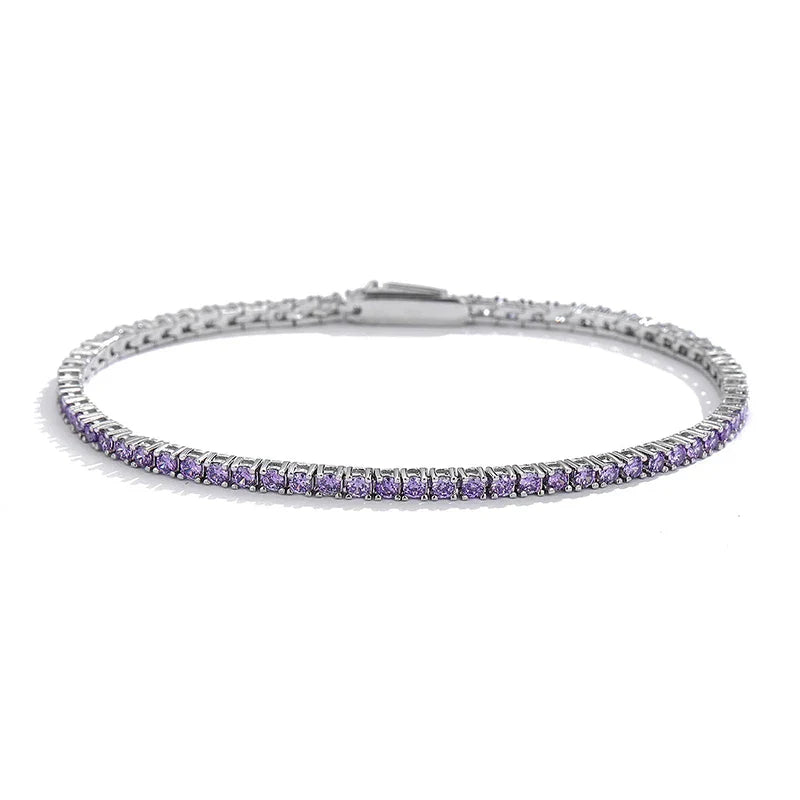 2mm Blue High Carbon Diamond Tennis Bracelet for Women 925 Sterling Silver Color Gemstone Bracelets Party Jewelry Gifts