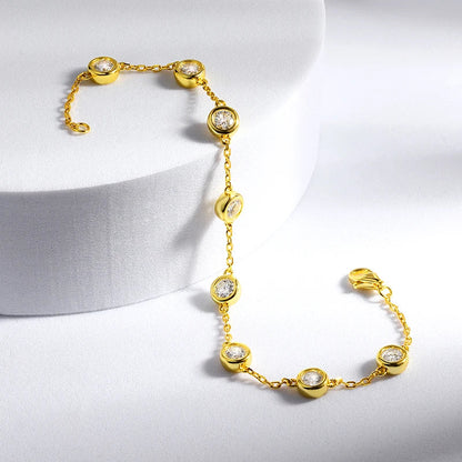 4mm Classic Bubble Moissanite Bracelet for Women 8 Stones Sparkling Lab Diamond Tennis Bracelet 925 Sterling Silver