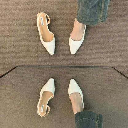 luxury designer fashion PU leather design ladies summer new style pointed toe low heel women sandals non-slip flat shoes