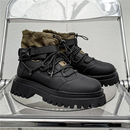 Fashion Men Casual Boots Designer High Top Mens Ankle Boots Winter Work Boots Breathable Walking Sneakers Black Leather Boots