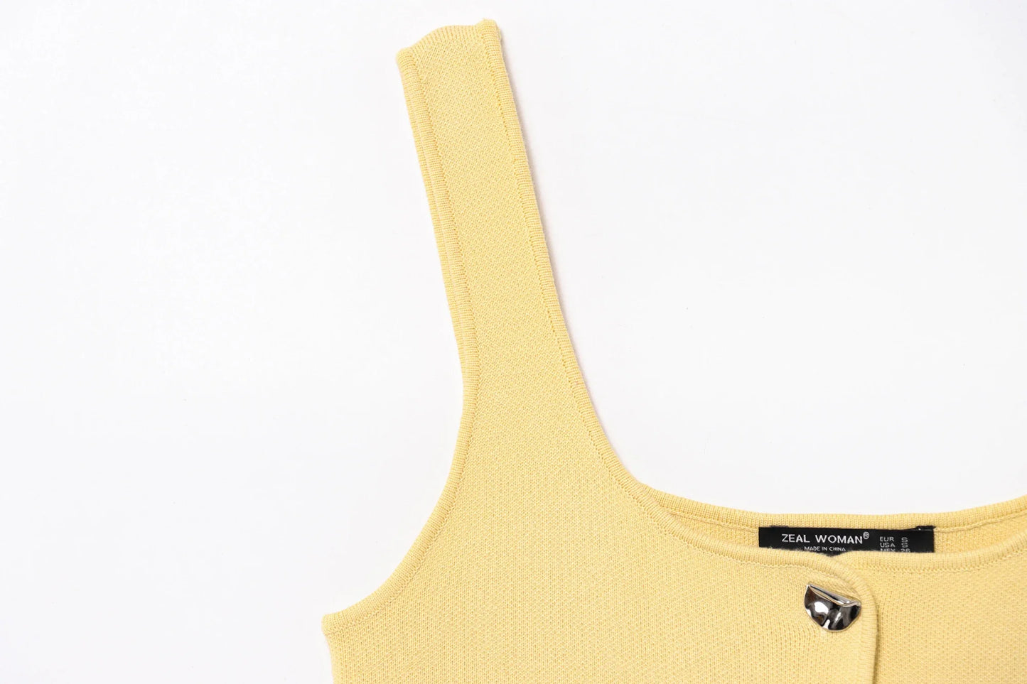 Vintage Casual Chic Yellow Women Cami Tops Solid Single Breasted Sleeveless Vest Fashion 2025 Spring Summer Holiday Tops