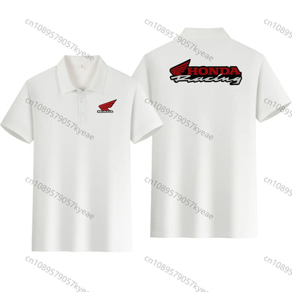 2026 Summer New Men's Racing Wing Logo Polo Shirt Casual Short Sleeve Collared Top Breathable Motorcycle T-Shirt