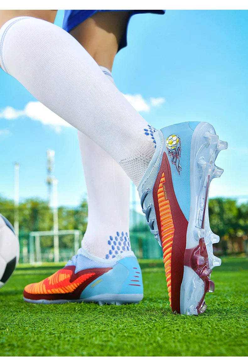 New Men Football Boots Outdoor Sport Boys Long Spikes Training Cleats Soccer Shoes Adult Non Slip Breathable Match Comfortable