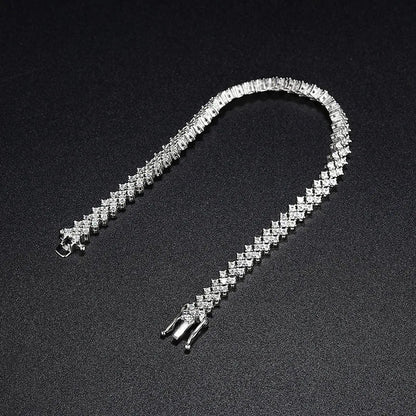 2025 New In Rhombus Shape Full 1.2mm D Color Moissanite Tennis Bracelet For Women 925 Silver Diamond Link Chain Bracelets
