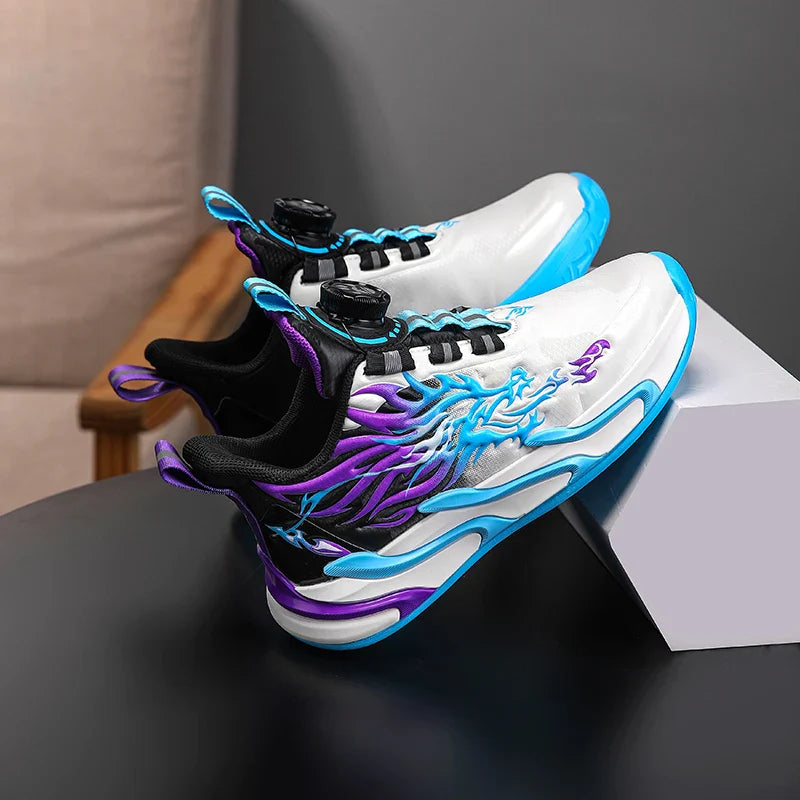 New waterproof leather-top rotary buckle children's sports casual shoes breathable running shoes for primary school students