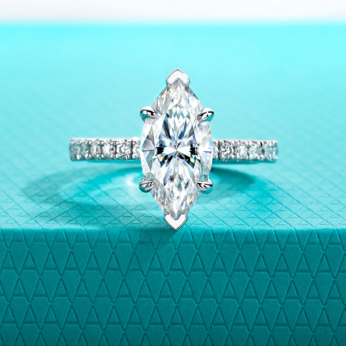 3ct D Color Marquise Cut Moissanite Ring 925 Sterling Silver Engagement Wedding Ring for Women Birthday Jewelry Gift