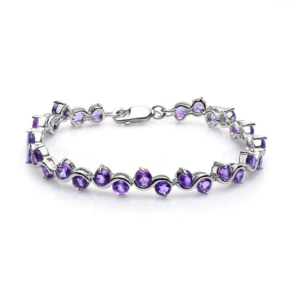 Natural Garnet Citrine Smoky Quartz Tennis Bracelet 925 Sterling Silver Gemstone Bracelet Fine Jewelry For Women