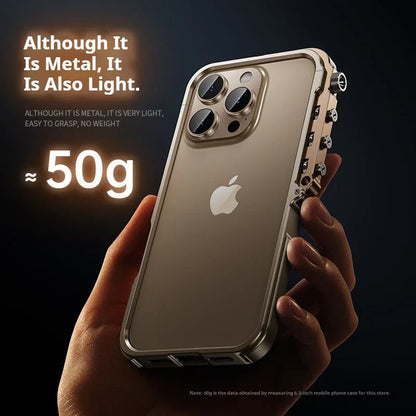 Cyberpunk Punk Mechanical Phone Frame Case For iPhone 17 Air 16 15 14 13 Pro Max Plus Aluminum Alloy Metal Shockproof Bumper