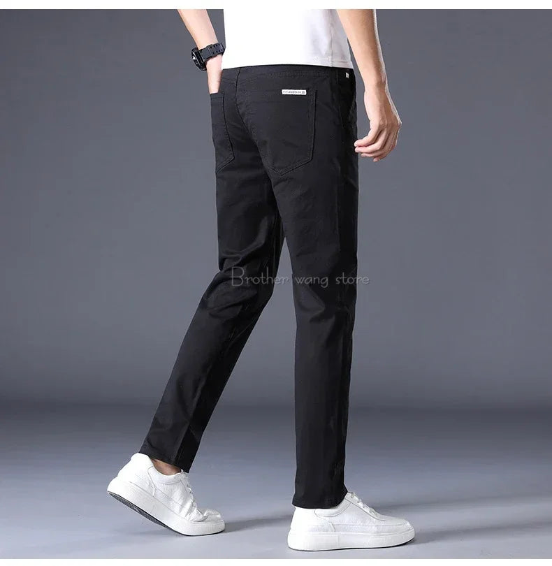 7 Colors Summer Thin Men's Casual Pants Stretch Cotton Slim Fashion Business Trousers High Quality Male Clothes