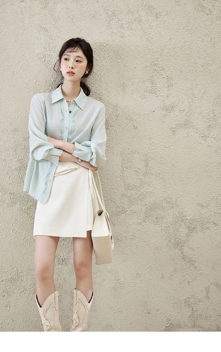 Short Skirt Women 2025 Spring Summer Solid A-line High Waist Slim Skirts Female New Fashion Versatile Clothing MXE12B0655