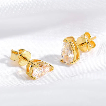 Rhodium Plated 1ct D/G Color Pear Cut Moissanite Stud Earring for Women Classic Wedding Jewelry 100% S925 Sterling Silver