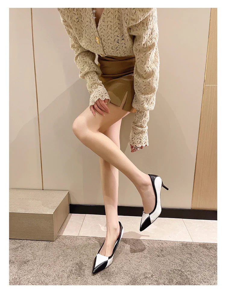 Verão Novas Sandálias Femininas de Bico Fino com Salto Agulha Sapatos Femininos de Salto Alto para Banquetes e Festas Sapatos de Casamento da Moda Scarpins 6,5-9cm