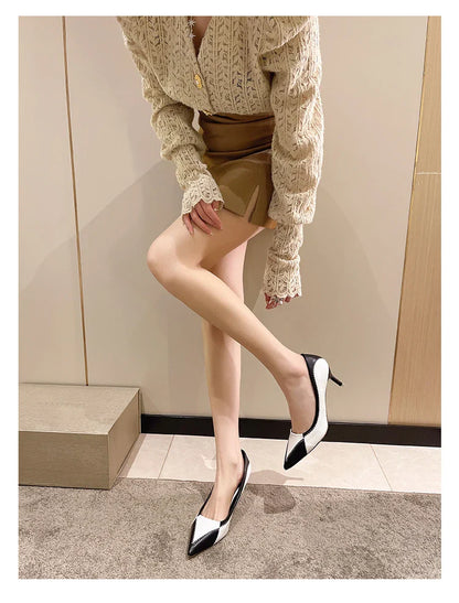 Verão Novas Sandálias Femininas de Bico Fino com Salto Agulha Sapatos Femininos de Salto Alto para Banquetes e Festas Sapatos de Casamento da Moda Scarpins 6,5-9cm