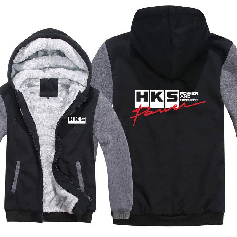 HKS Power and Sports Hoodies Men Streetwear Coat Wool Liner Jacket HKS Sweatshirts Warm Hoody