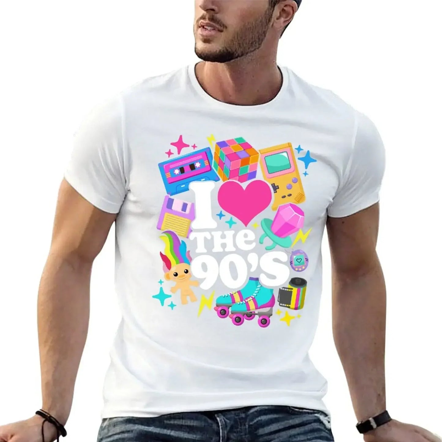 I Love The 90's Retro 90s Costume T-Shirt anime figures summer clothes blue archive mens t shirt