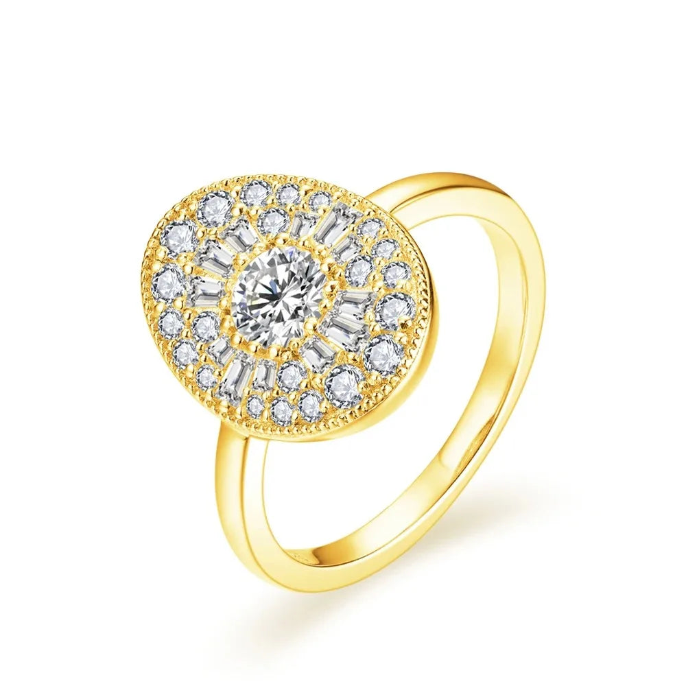 Full Moissanite Ring for Women Soild S925 Silver Round Cut Lab Diamond Engagement Fine Jewelry Gifts With Certificed