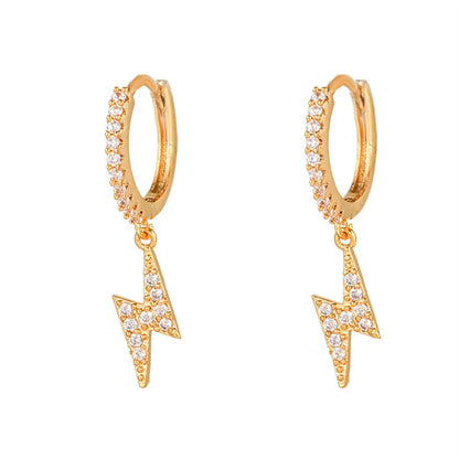 New Design Stainless Steel Cubic Zirconia Chain Stud Earrings For Women Star Moon Cartilage Earring Piercing Jewelry