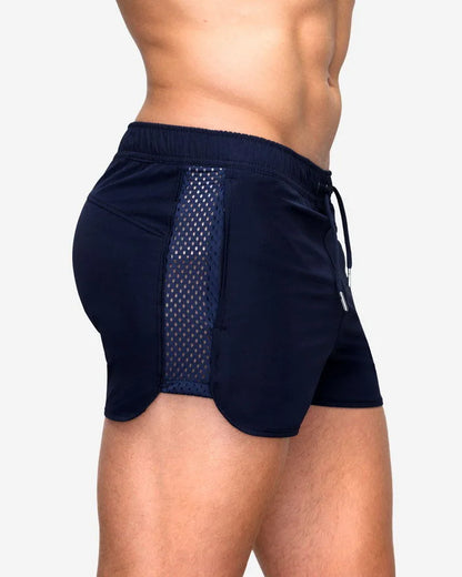 Mens Beach Board Shorts Marathon Pants Elasticity Mesh Breathable Quick Dry Fitness Surfing Sportswear Comfy Loose Home Aro Pant