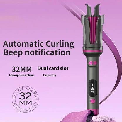 Automatic Curling Iron 32MM Double Slot Negative Ion Portable Hair Curler Constant Temperature Anti Hot Styler for Travel