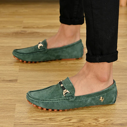 Loafers Men Casual Fashion Suede Men Shoes Lightweight Soft Genuine Leather Moccasins Slip on Driving Shoes for Men Size 48