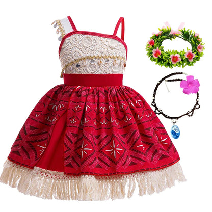 2024 New Movie Moana 2 Girl Dress Halloween Party Costume Princess Fancy Clothes Children Vaiana Outfit Dress