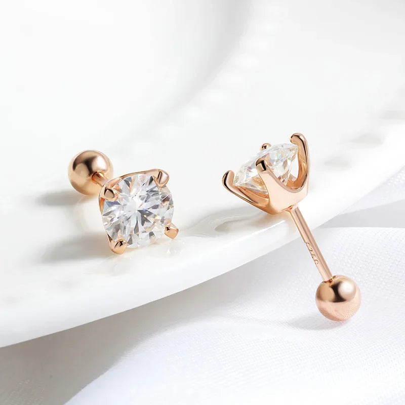 0.5CT 1CT 2CT Certified Moissanite Stud Earrings for Women Sparkling D Color Lab Diamond 100% 925 Sterling Silver Jewelry