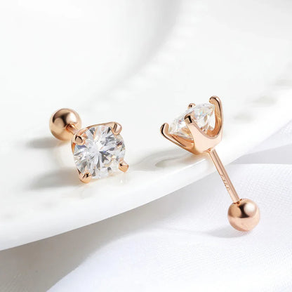 0.5CT 1CT 2CT Certified Moissanite Stud Earrings for Women Sparkling D Color Lab Diamond 100% 925 Sterling Silver Jewelry