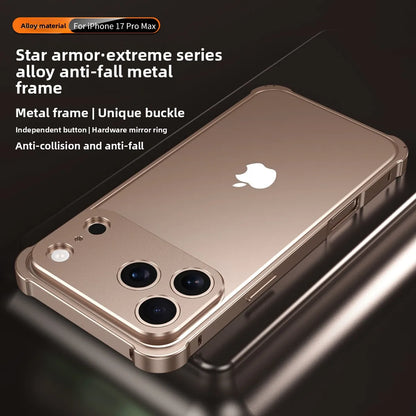 Original Colour Aluminium Frame Metal Bumper Hard Case For IPhone 17Air 17 Pro Max High Quality Alloy Lens Protector Phone Cover