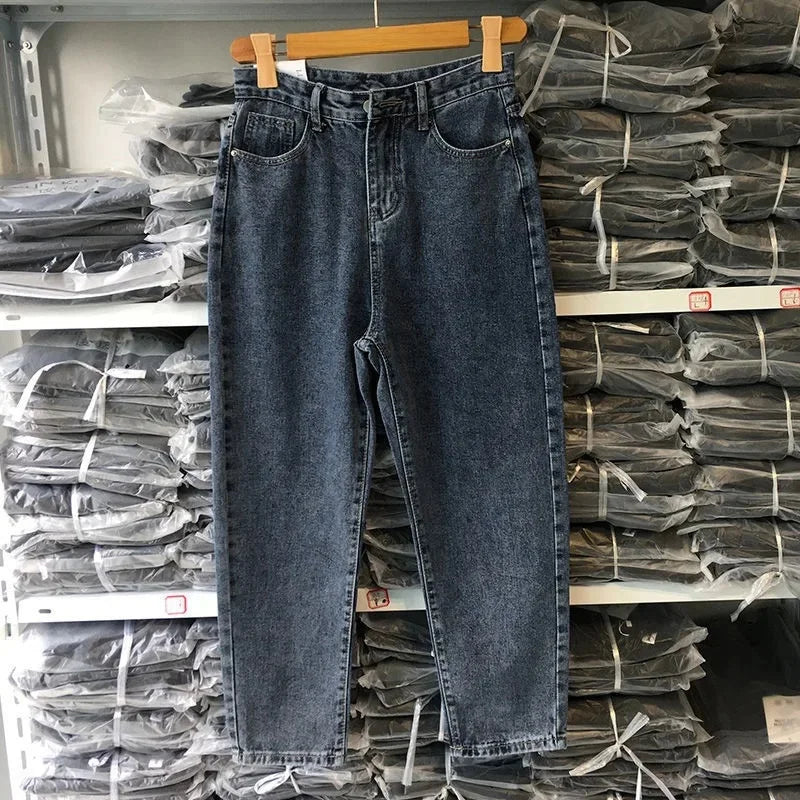 High-Waisted Slimming Harem Jeans Trendy Fashion Denim Pants