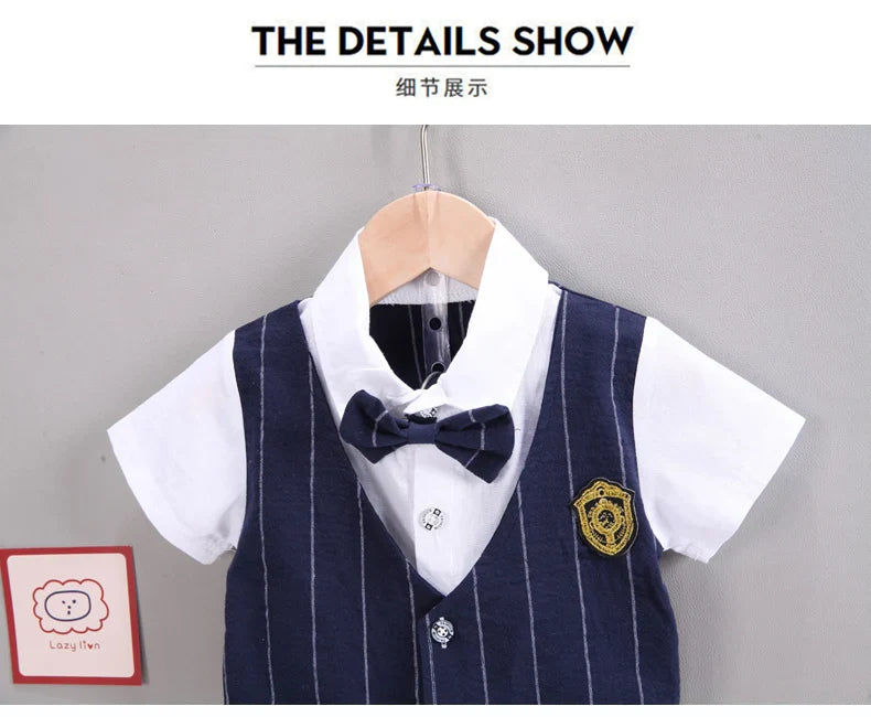 Baby Boys Short Sleeve Shirt + Shorts Suits Summer Birthday Party Clothes Sets 1 2 3 4 Years Kids Cotton Clothing Outfits