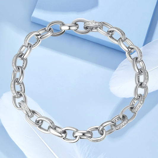 1.2mm Moissanite Tennis Bracelet with  925 Sterling Silver Cuban Link Chain Birthday Party Gifts Jewelry for Women Men