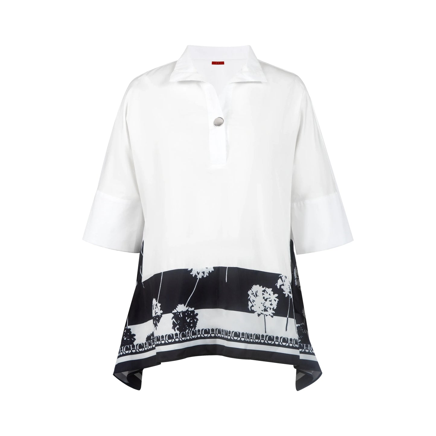 Pullover Women Blouse Lapel Three-Quarters Sleeve Tops Loose Soft Comfortable Pactwork Fashion Irregular Female Shirts