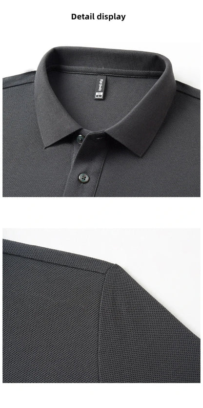 High end 100% cotton men's short sleeve solid color polo shirt light luxury brand embroidered business casual summer New T-shirt