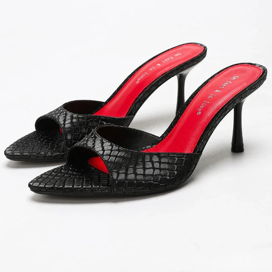 Sexy Brand High Heels Slides Female Slippers New Summer Open Toe Sandals Female Concise Mature Designer Banquet Party Shoe Woman