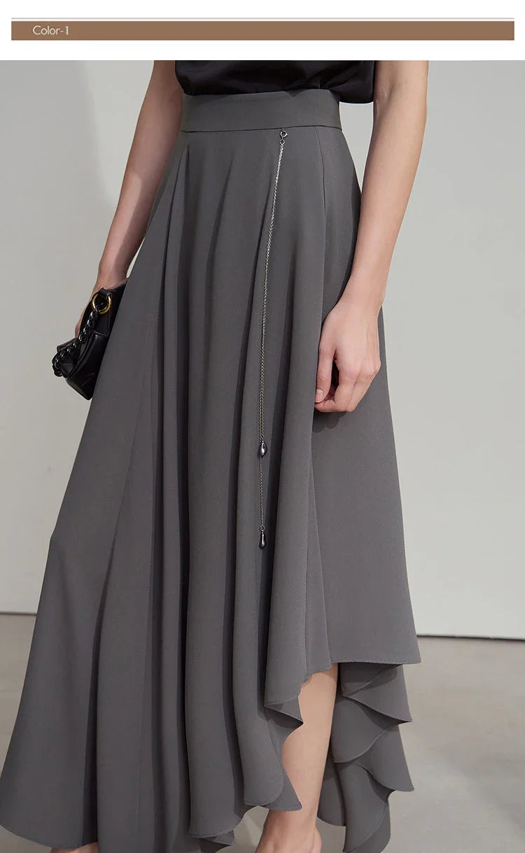 Minimalist Office Lady Skirts Women 2025 New Summer Solid Loose Asymmetric Large A-line Skirt Female Fashion 12542168